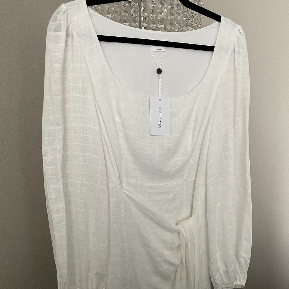 Revolve Long Sleeve White Dress w/ Tie Bow